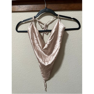 satin nude bandana top